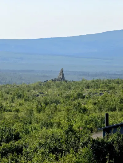 A prominent feature, pilots use it for navigation as it points directly to Fairbanks