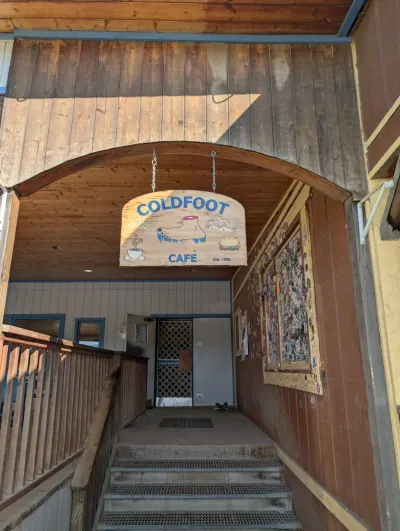 Coldfoot Cafe. Great food, expensive fuel.