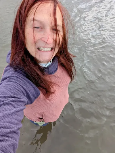Wading out into the Arctic Ocean -- water temp was around 33℉