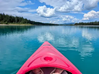 Rented Kayak on the lake at Tā Ch’ilā Provincial Park