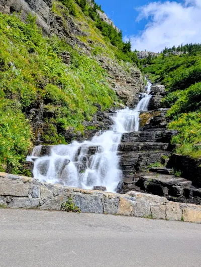 One of the many falls seen along the Going to the Sun Road