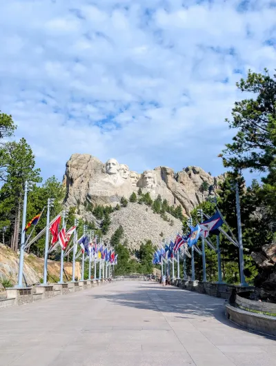 Avenue of Flags leading up to Mt. Rushmore