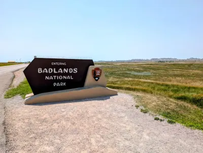 Badlands National Park entry sign (taken on the way out)