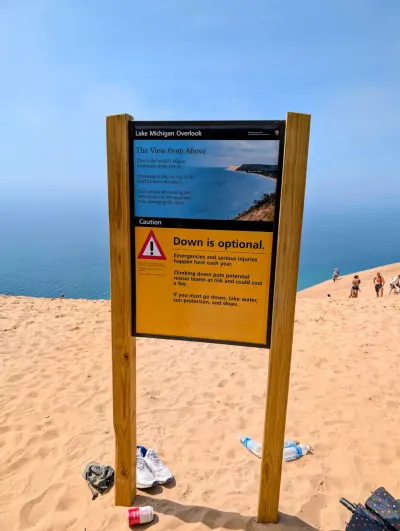 Warning sign at the top of the dunes heading down to the lake. I heeded the warning!