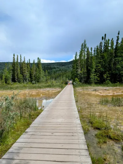 Boardwalk to the Liard Hot Spring pools