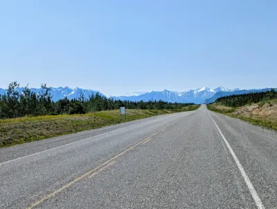 Mountains in the distance, approaching Haines Junction YT