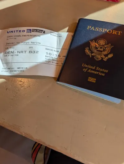 Documents ready for the flight.
