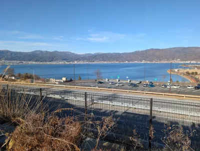 Lake Suwa view from a roadside service area stop