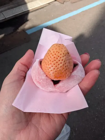 And desert is a white strawberry daifuku