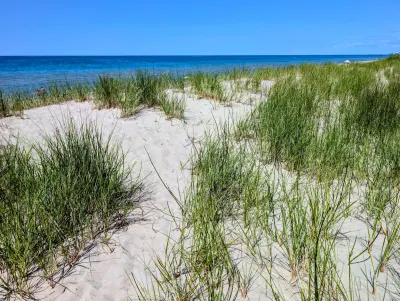 Small dune at one of the beaches on the shore of Lake Michigan