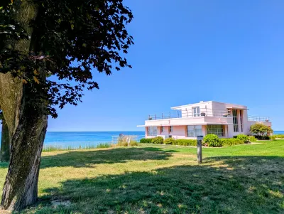 One of the several Century of Progress Homes which were showcased in the 1933 World's Fair in Chicago that were barged and trucked to Beverly Shores after the fair