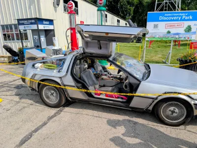 Just as cool as airplanes, the Time Machine DeLorean from Back to the Future