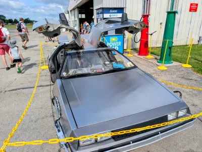 Head on view of the DeLorean