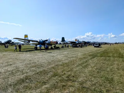 Several A-26s parked in the Warbird area
