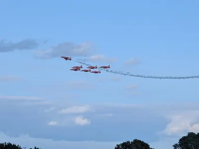 RAF Red Arrows in the break