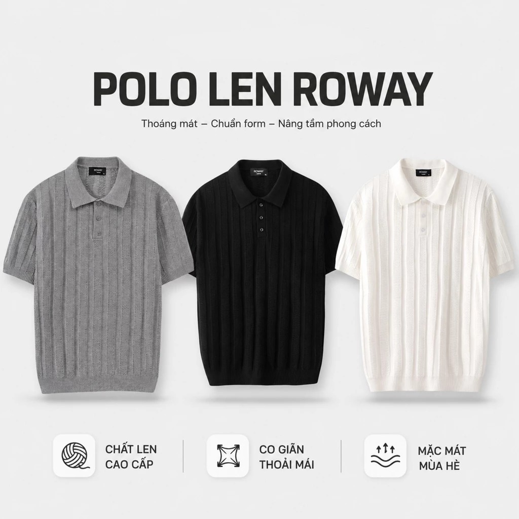 Áo Polo nam ROWAY dệt len Premium