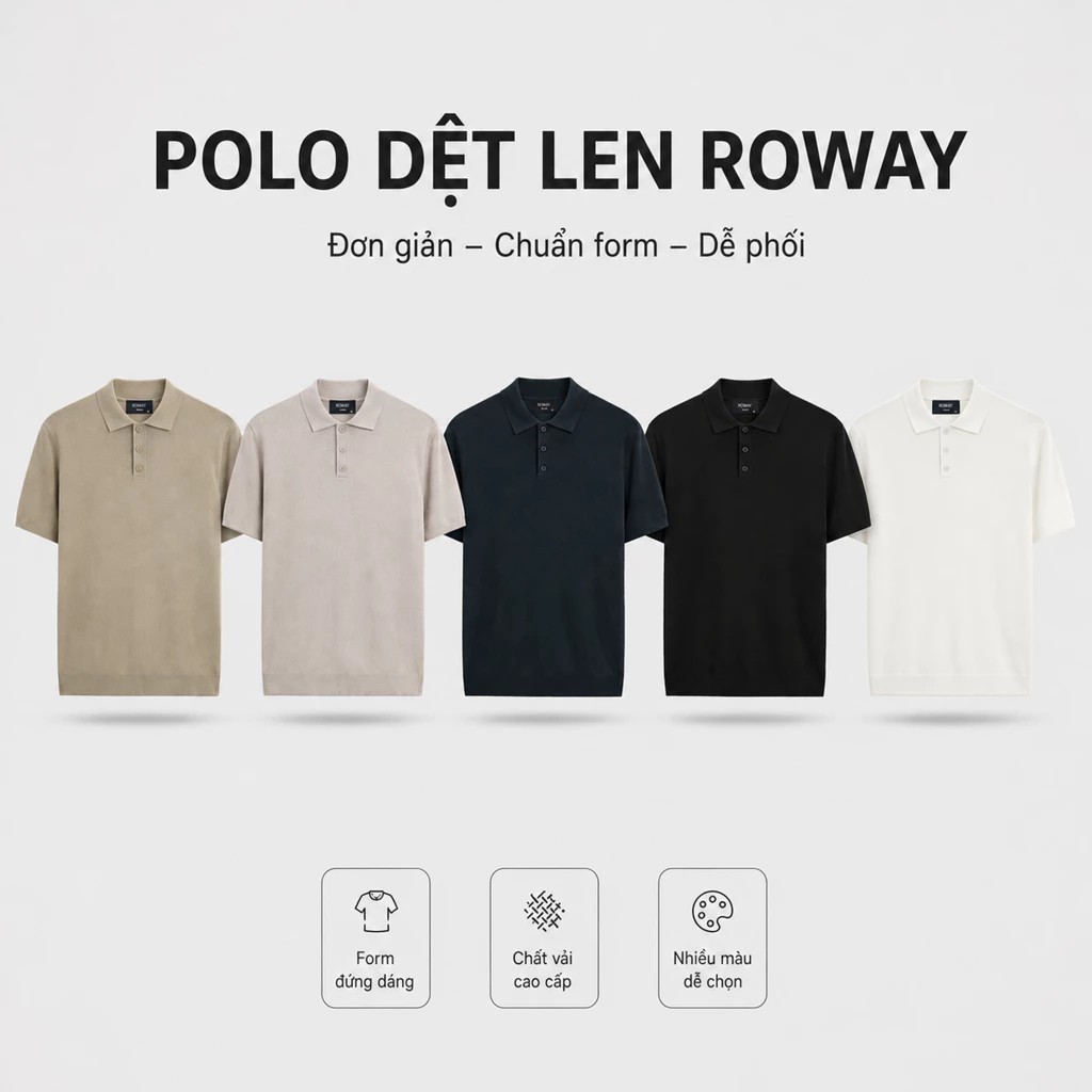 Áo Polo nam ROWAY Premium | Polo len trơn