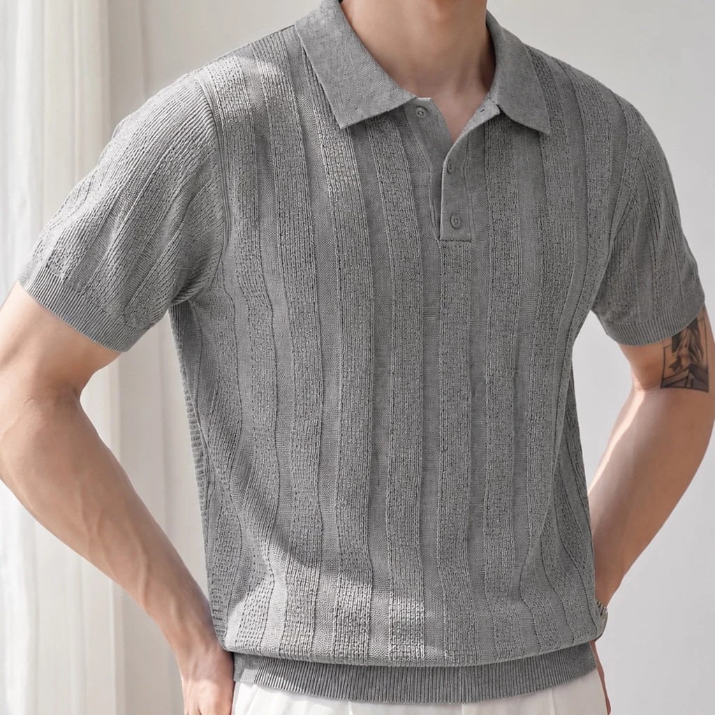 Áo polo dệt len ROWAY PREMIUM chất liệu len cotton