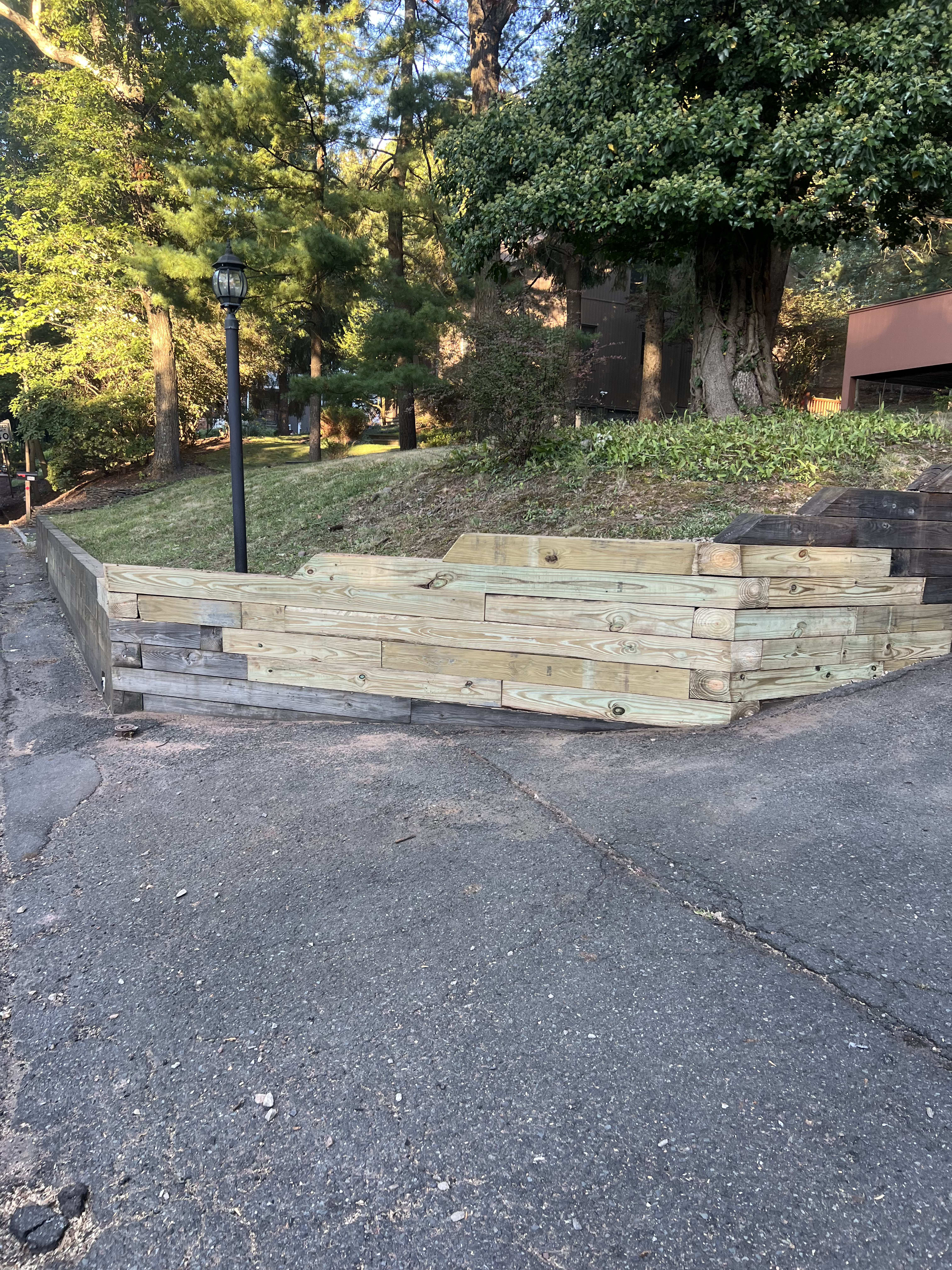 Retaining wall after repair