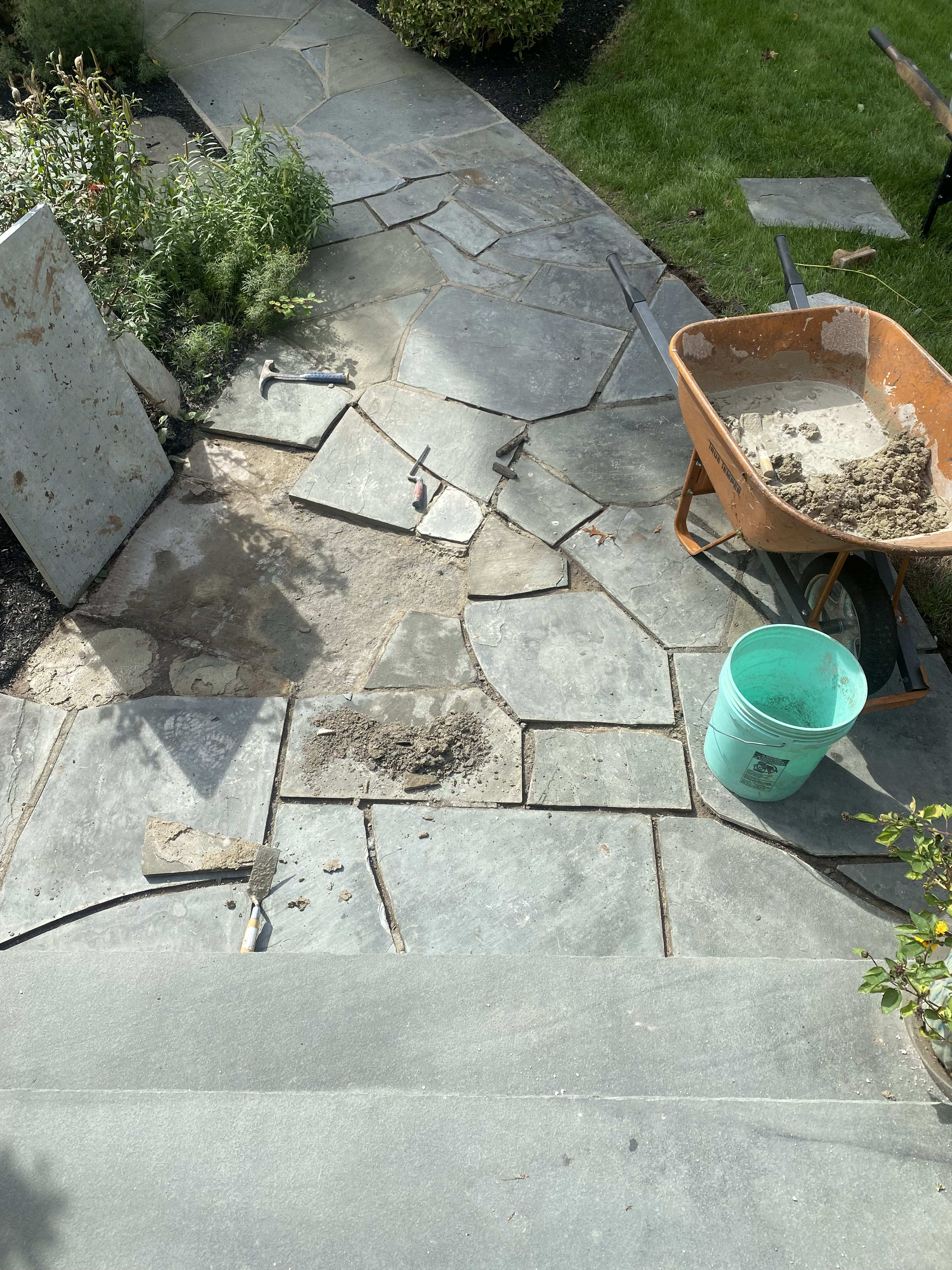 Walkway before stone tile installation