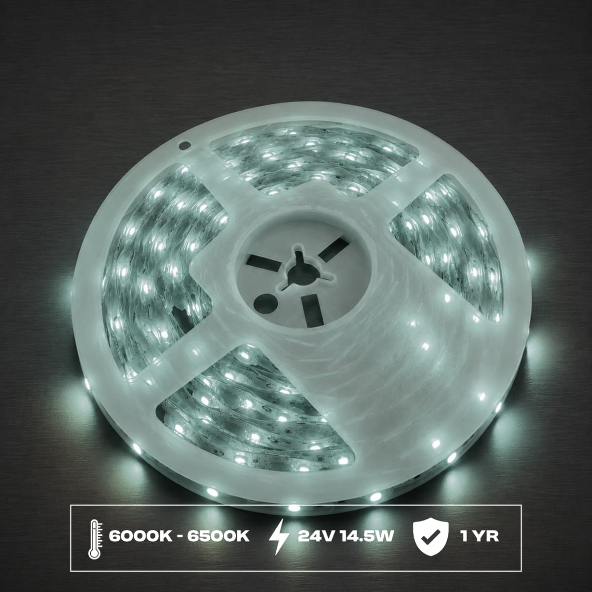Rainproof S-Type LED Strip Light – 24V 3030 24 LEDs/m | 14.5W | 5M Roll | Pure White