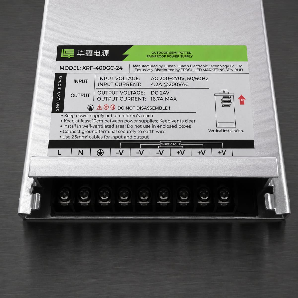 WHOOSH XR Economic Rainproof LED Power Supply – 24V 400W | For Outdoor Light Boxes & Signage image 1