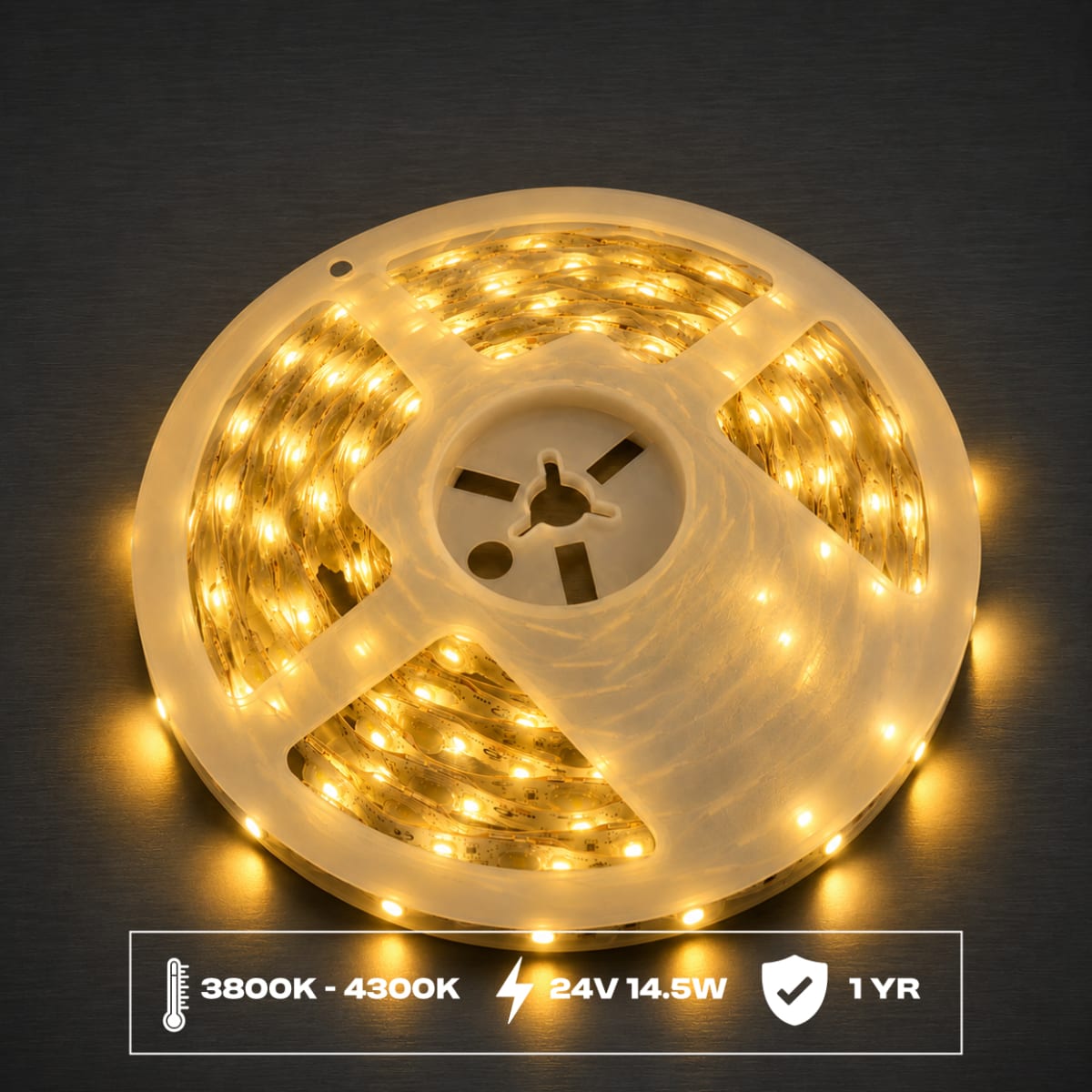 Rainproof S-Type LED Strip Light – 24V 3030 24 LEDs/m | 14.5W | 5M Roll | Natural White