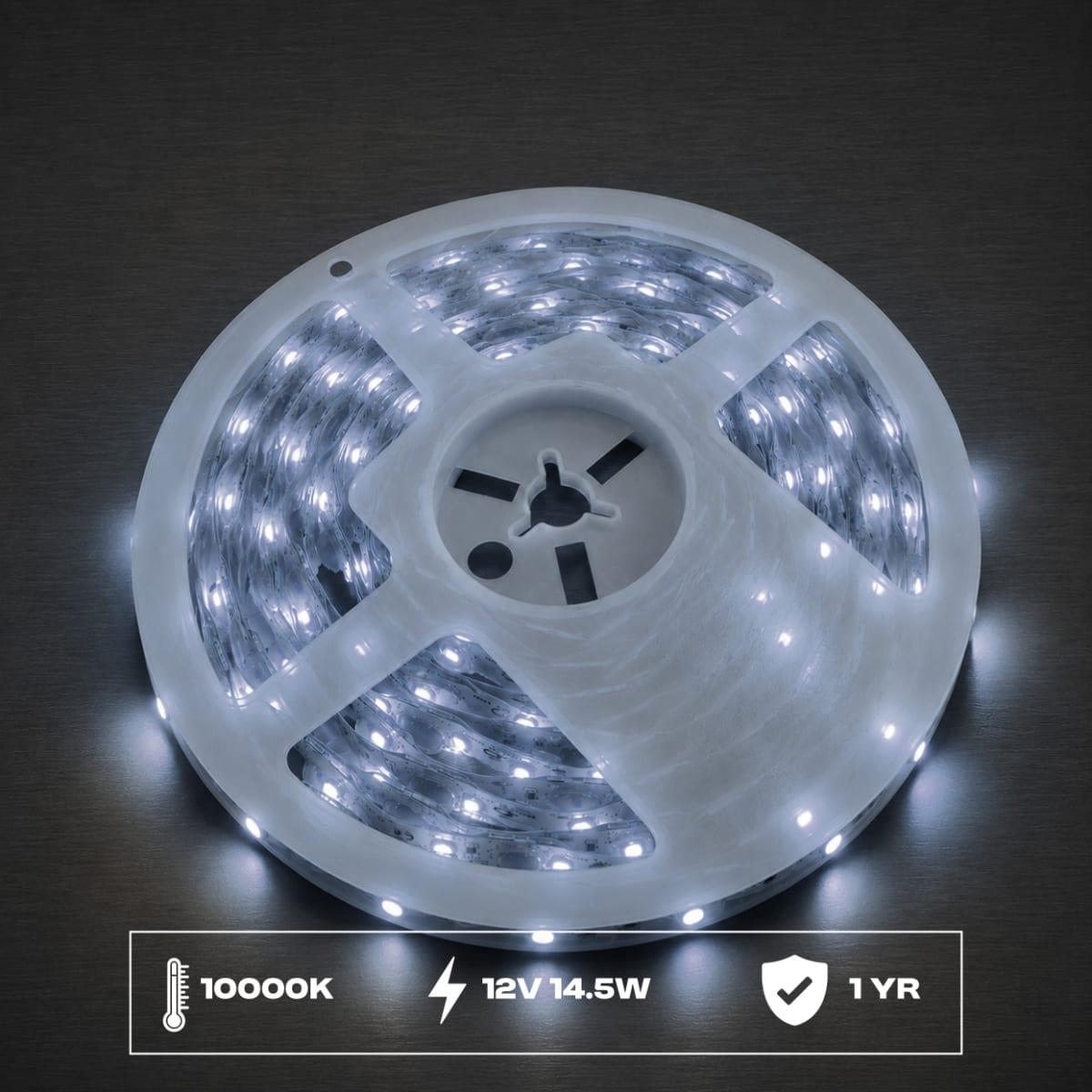 Rainproof S-Type LED Strip Light – 12V 3030 24 LEDs/m | 14.5W | 5M Roll | Cool White