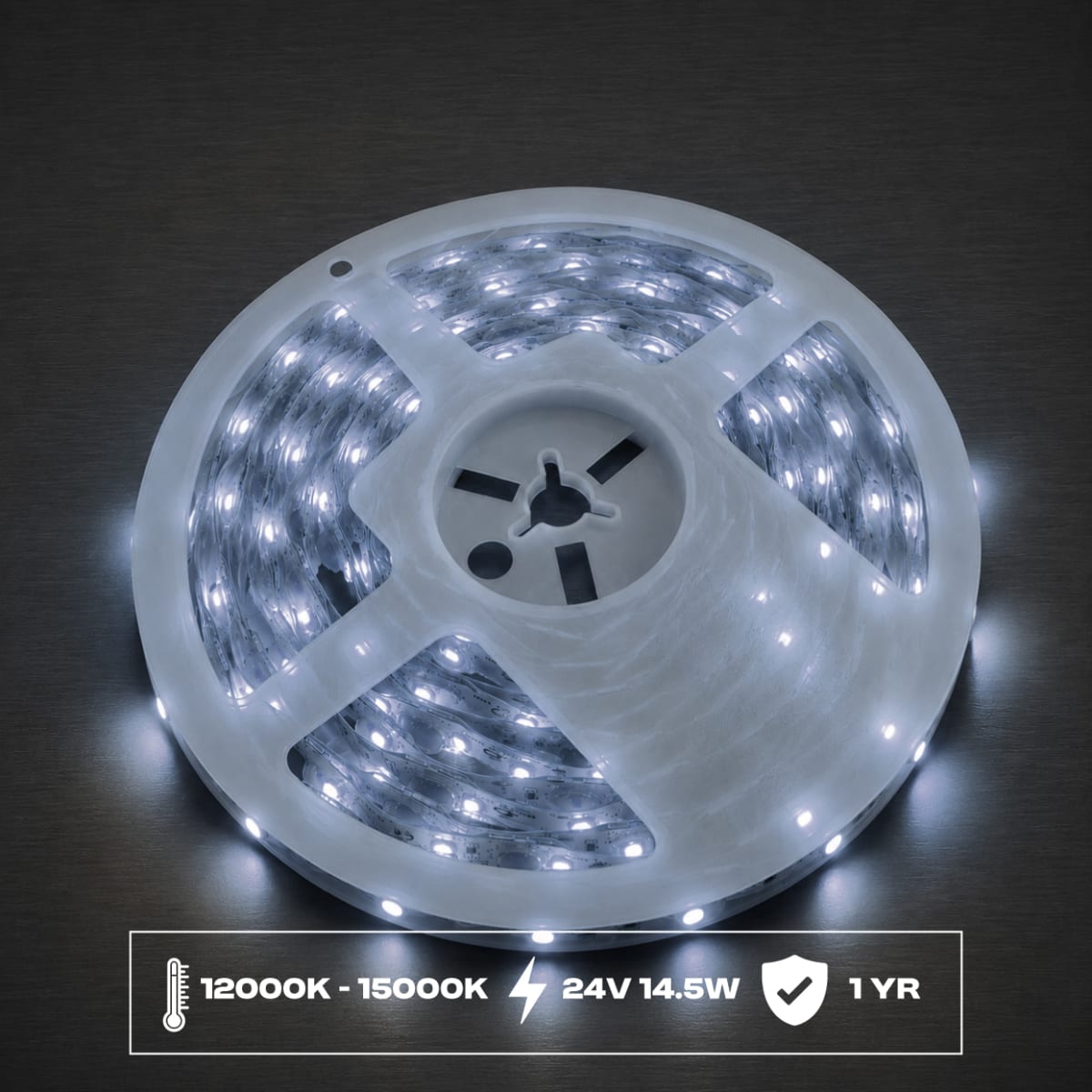Rainproof S-Type LED Strip Light – 24V 3030 24 LEDs/m | 14.5W | 5M Roll | Cool White