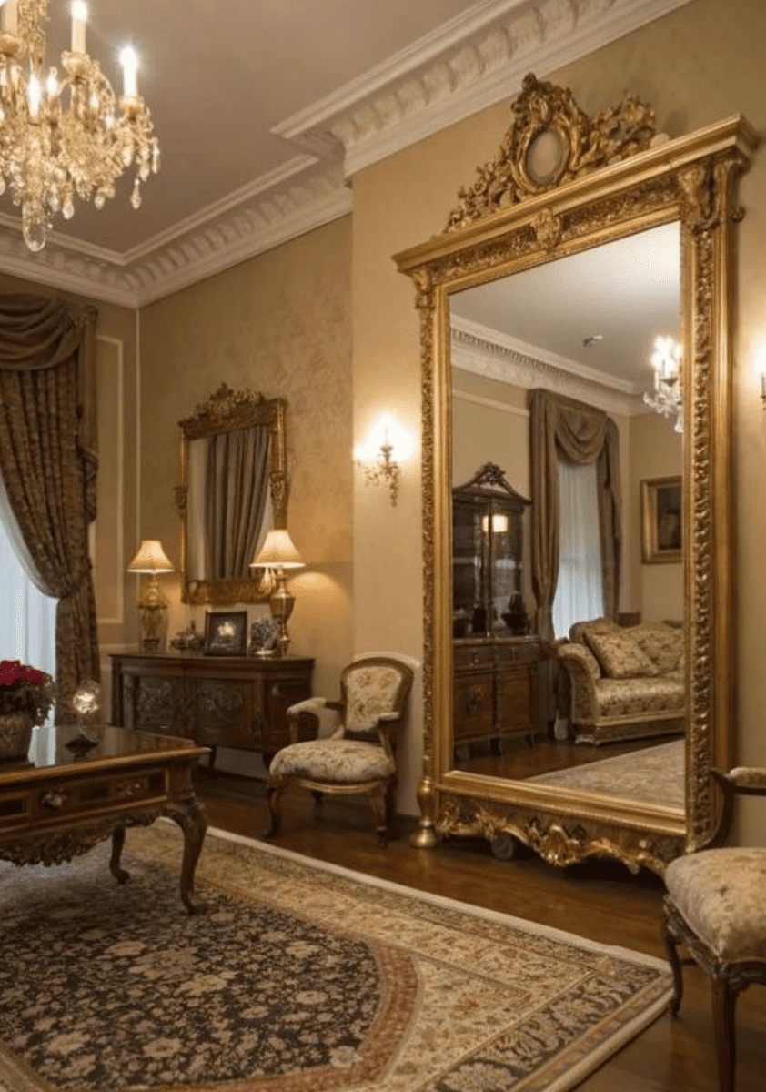 Espejo con diseño en el borde para habitaciones grandes