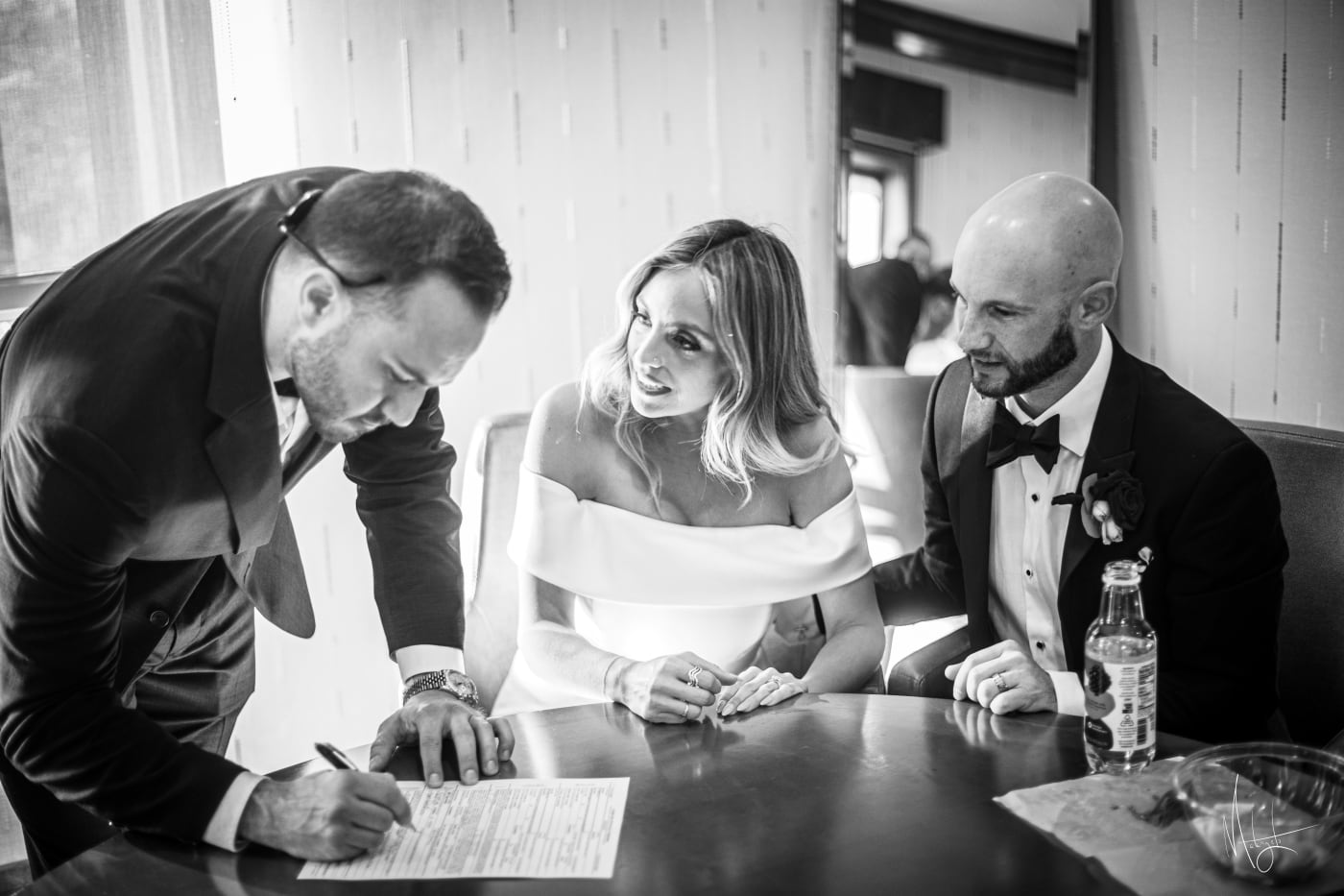 A consultation across a table