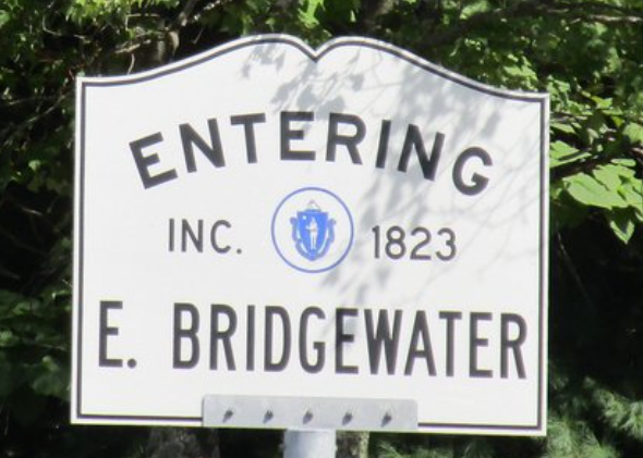 East Bridgewater, Massachusetts town sign.