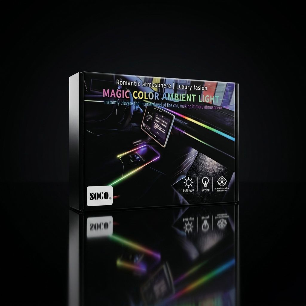 RGB car ambient lighting kit installed in vehicle interior