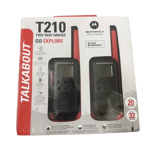 Radio Motorola T210 Radio bidireccional negro con rojo