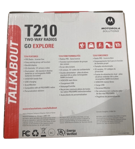 Radio Motorola T210 Radio bidireccional negro con rojo miniatura 2