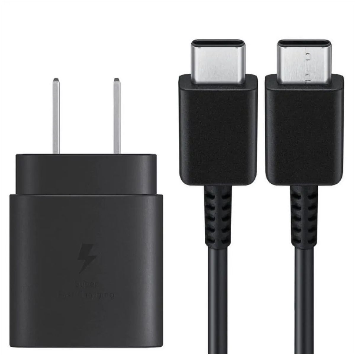 Cargador de Pared Samsung Super Fast Charging 25W, Negro, Incluye Cable USB-C a USB-C, Carga Rápida PD 3.0