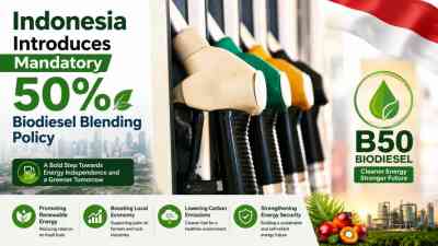 Indonesia Introduces Mandatory 50% Biodiesel Blending Policy