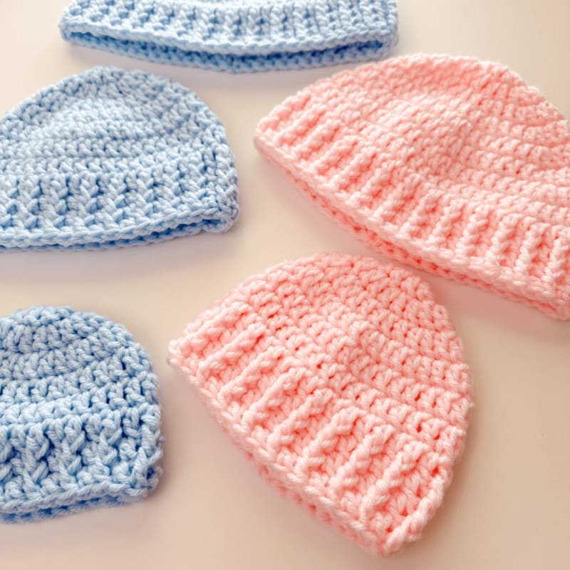### Ribbed Baby Hats