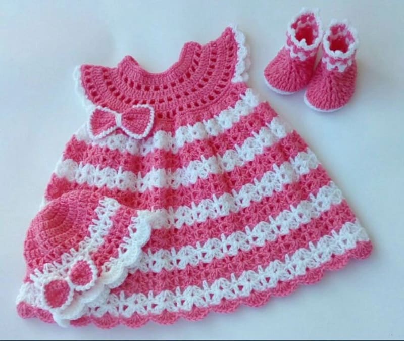 ### The Pink Crochet Baby Dress