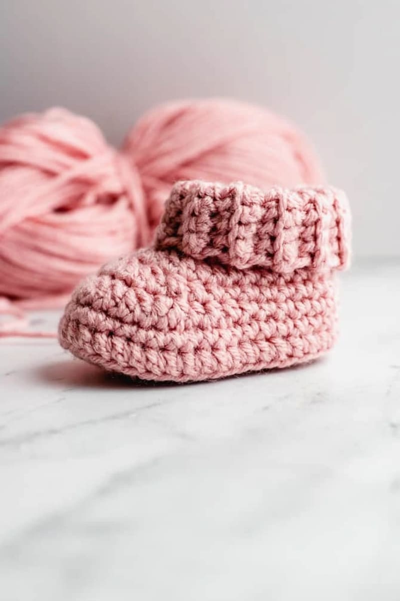 ## Classic Crochet Baby Booties With Folded Cuff
