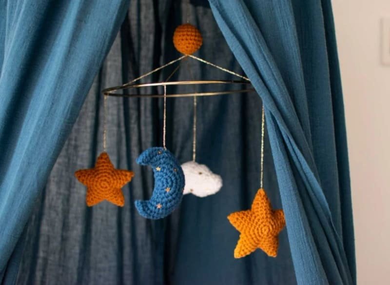 ## Moon & Stars Crochet Mobile