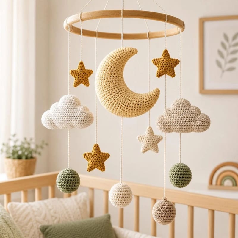 ## Moon, Stars and Cloud Nursery Mobile