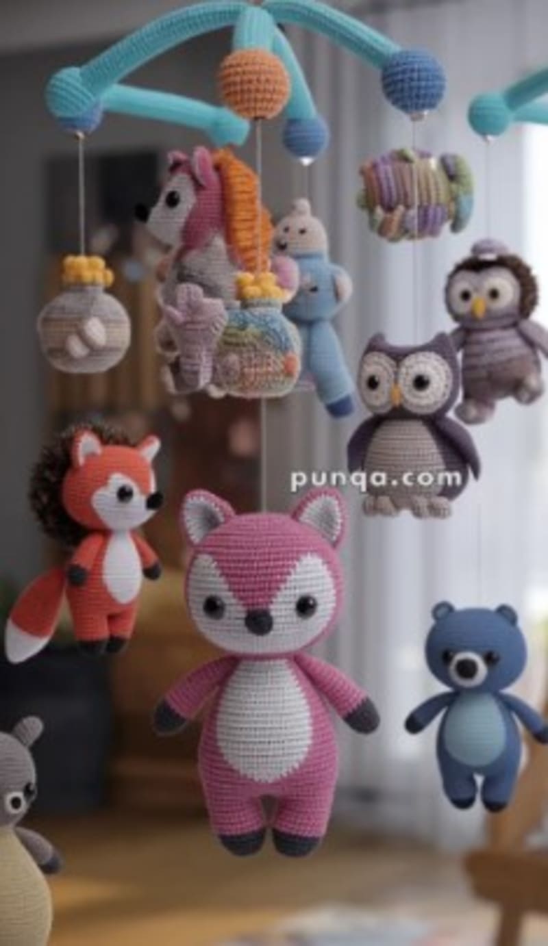 ## Amigurumi Woodland Baby Mobile