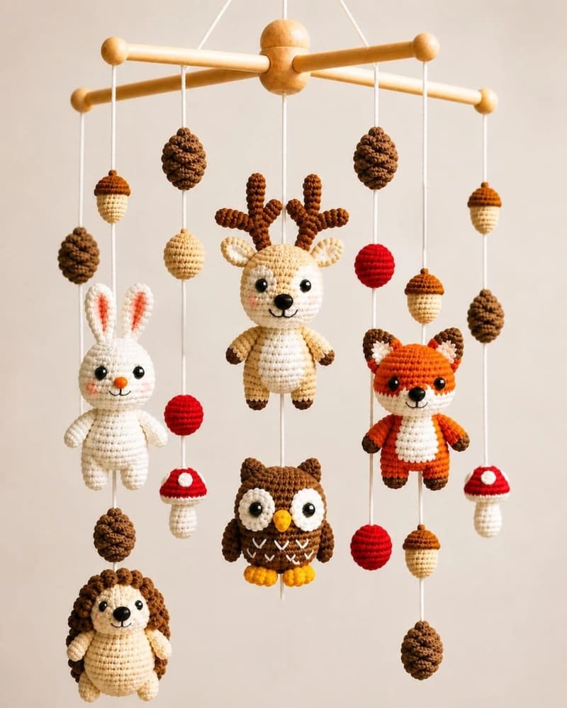 ## Forest Animals Baby Mobile — Deer, Fox, Rabbit & Owl