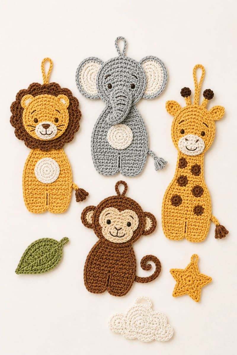 ## Free Crochet Safari Baby Mobile