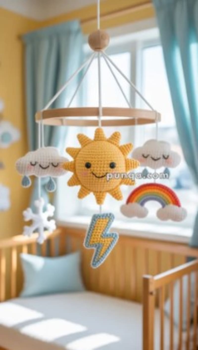 ## Amigurumi Weather-Themed Baby Mobile