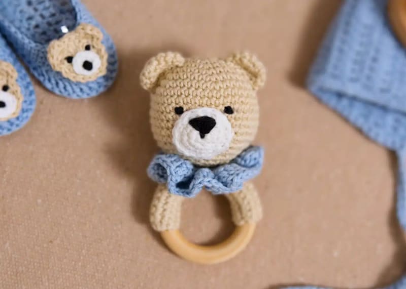 ## Crochet Teddy Bear Baby Rattle