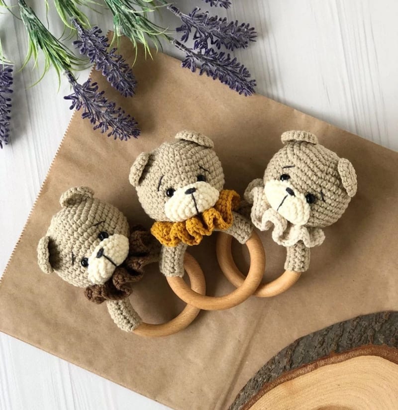 ## Crochet Teddy Bear Baby Rattle