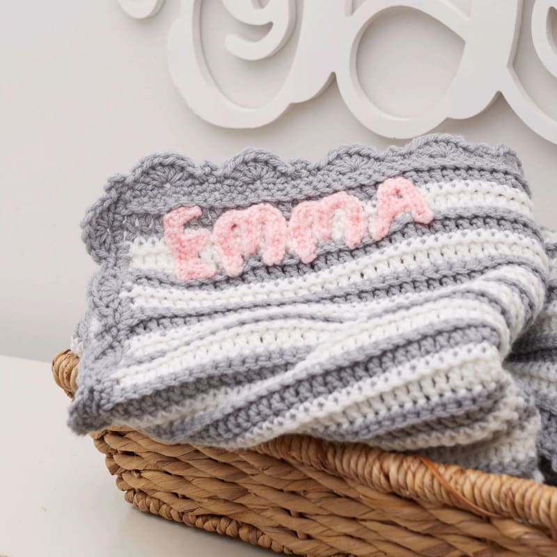 ## Red Heart Personalized Crochet Baby Blanket