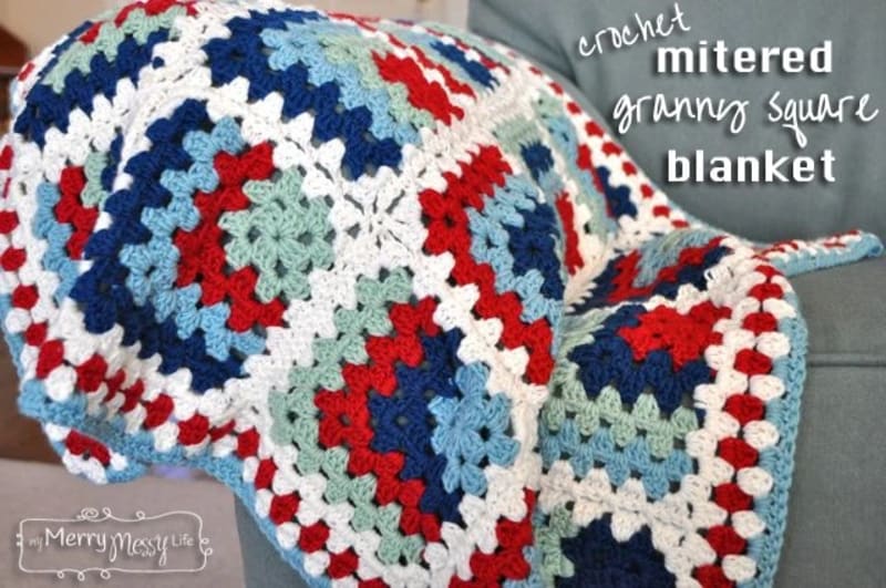 ## Mitered Granny Square Baby Blanket